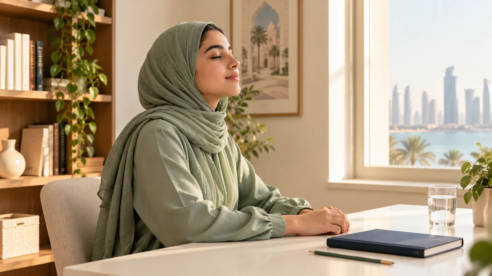 A student taking a calm break from exam revision