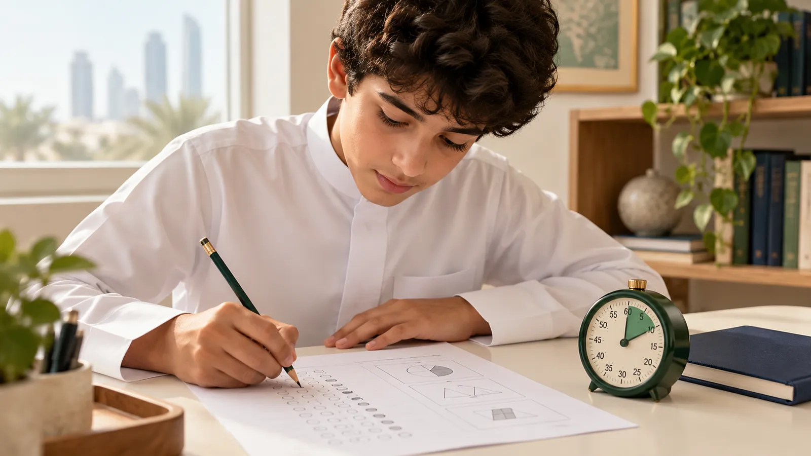 A student taking a timed practice test