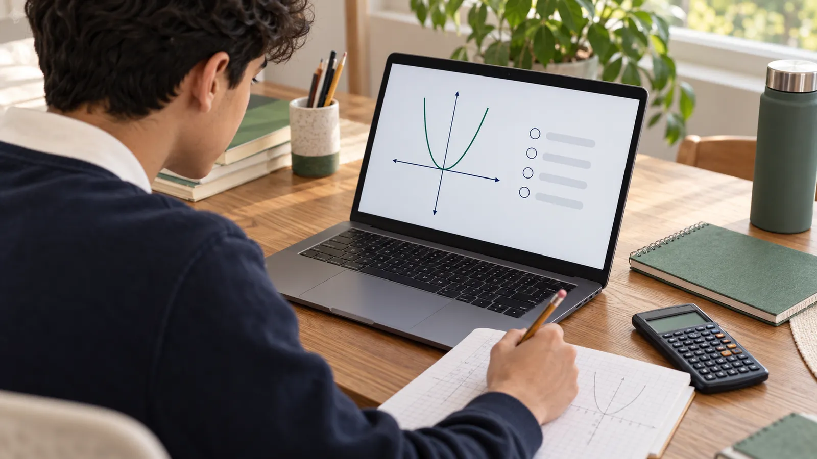 A student preparing for a digital maths test